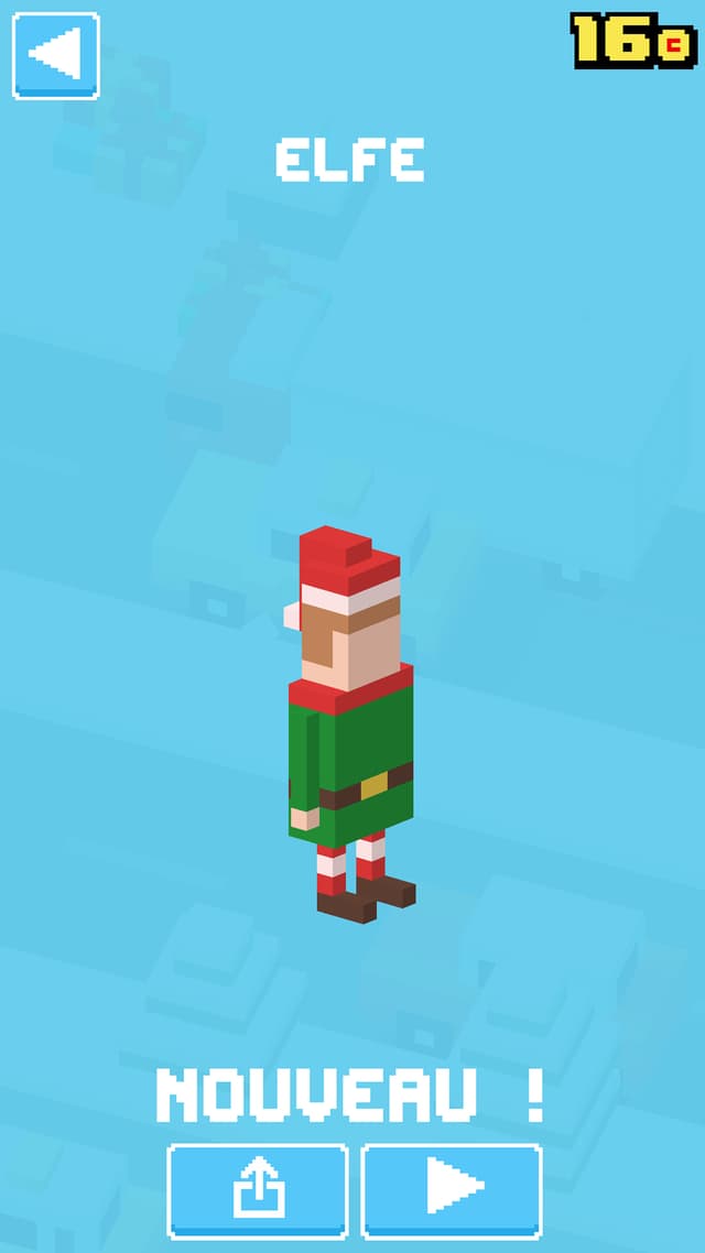 L'Elfe fait partie des nombreux personnages disponibles dans Crossy Road : Christmas