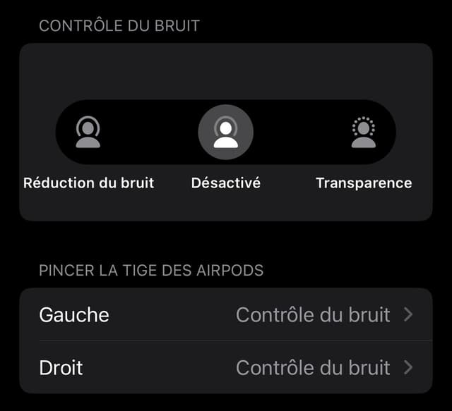 Pour configurer le contrôle du bruit, allez depuis votre iPhone dans Réglages, puis Bluetooth, et cliquez sur le bouton d'information à côté de vos AirPods Pro.