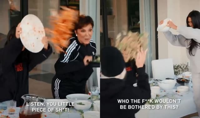 La famille Kardashian en pleine bataille de nourriture.