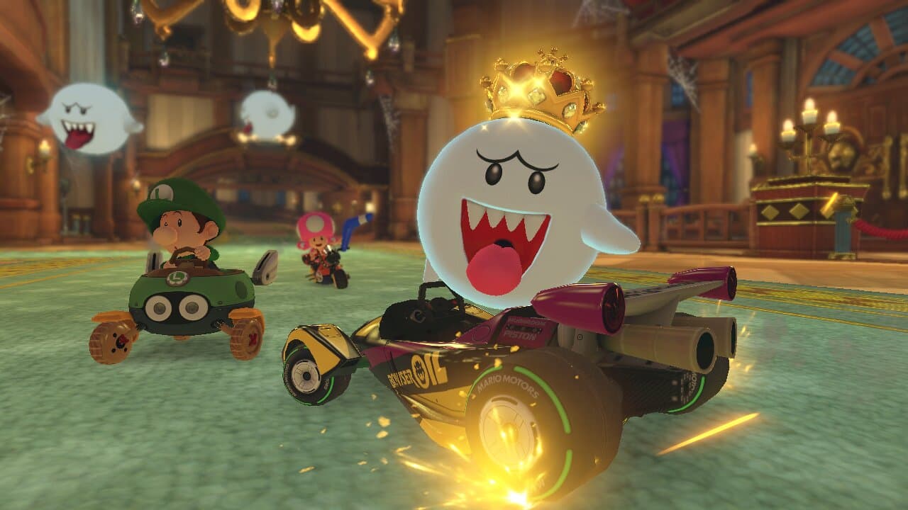 Le Roi Boo, l’un des personnages jouables du jeu Mario Kart 8 Deluxe sur Nintendo Switch. Le Roi Boo, l’un des personnages jouables du jeu Mario Kart 8 Deluxe sur Nintendo Switch.