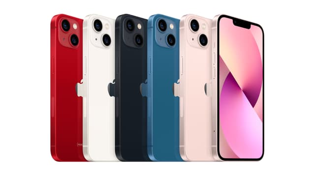 Les 5 coloris de l'iPhone 13 et de l'iPhone 13 mini.