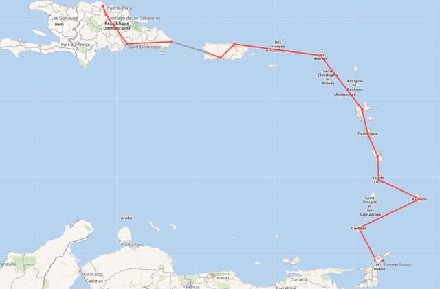 Pékin Express : la route des Caraïbes. Départ : République dominicaine, arrivée : Trinité et Tobago.