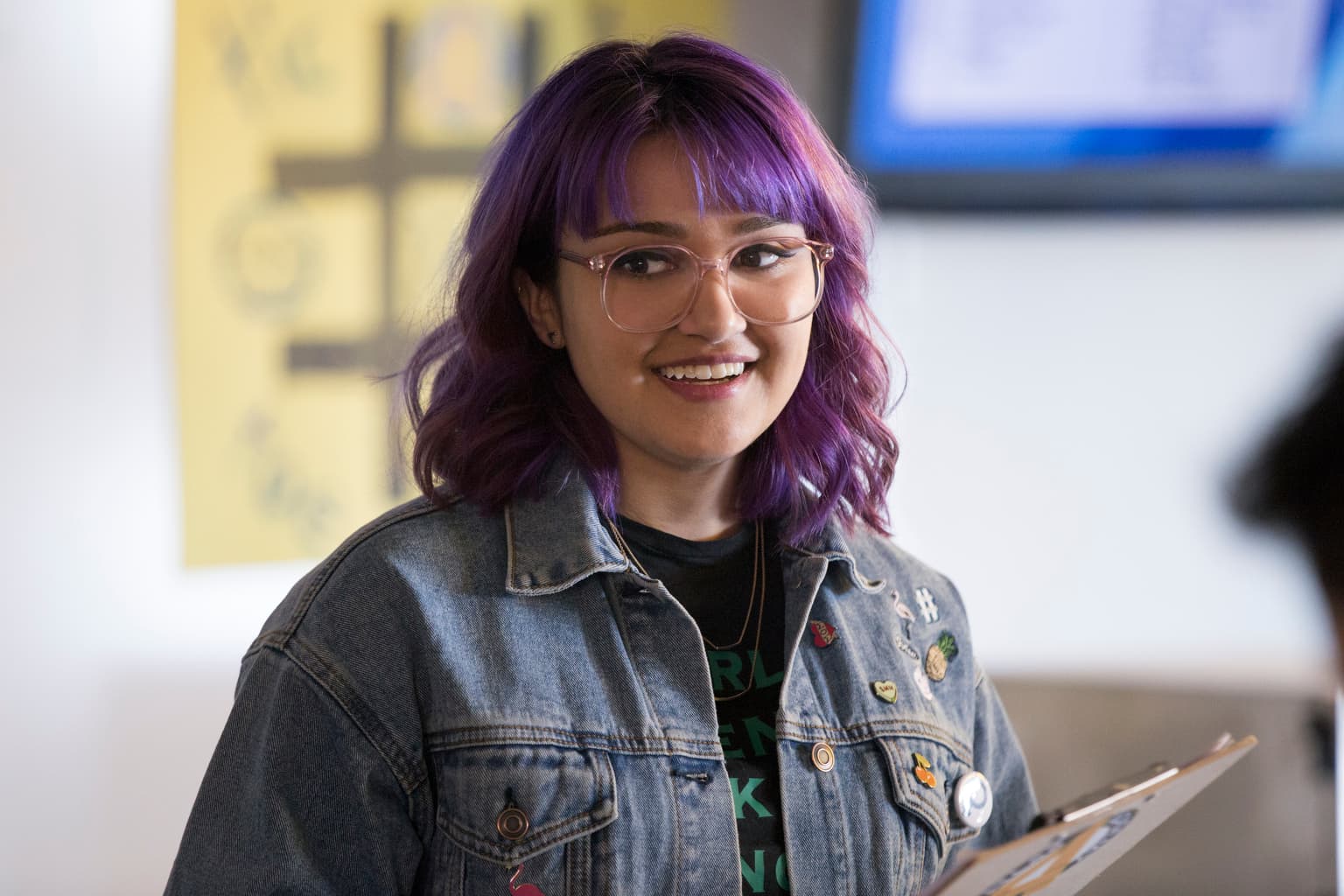 Gertrude Yorkes et ses magnifiques cheveux mauves dans Marvel's Runaways. Gertrude Yorkes et ses magnifiques cheveux mauves dans Marvel's Runaways.