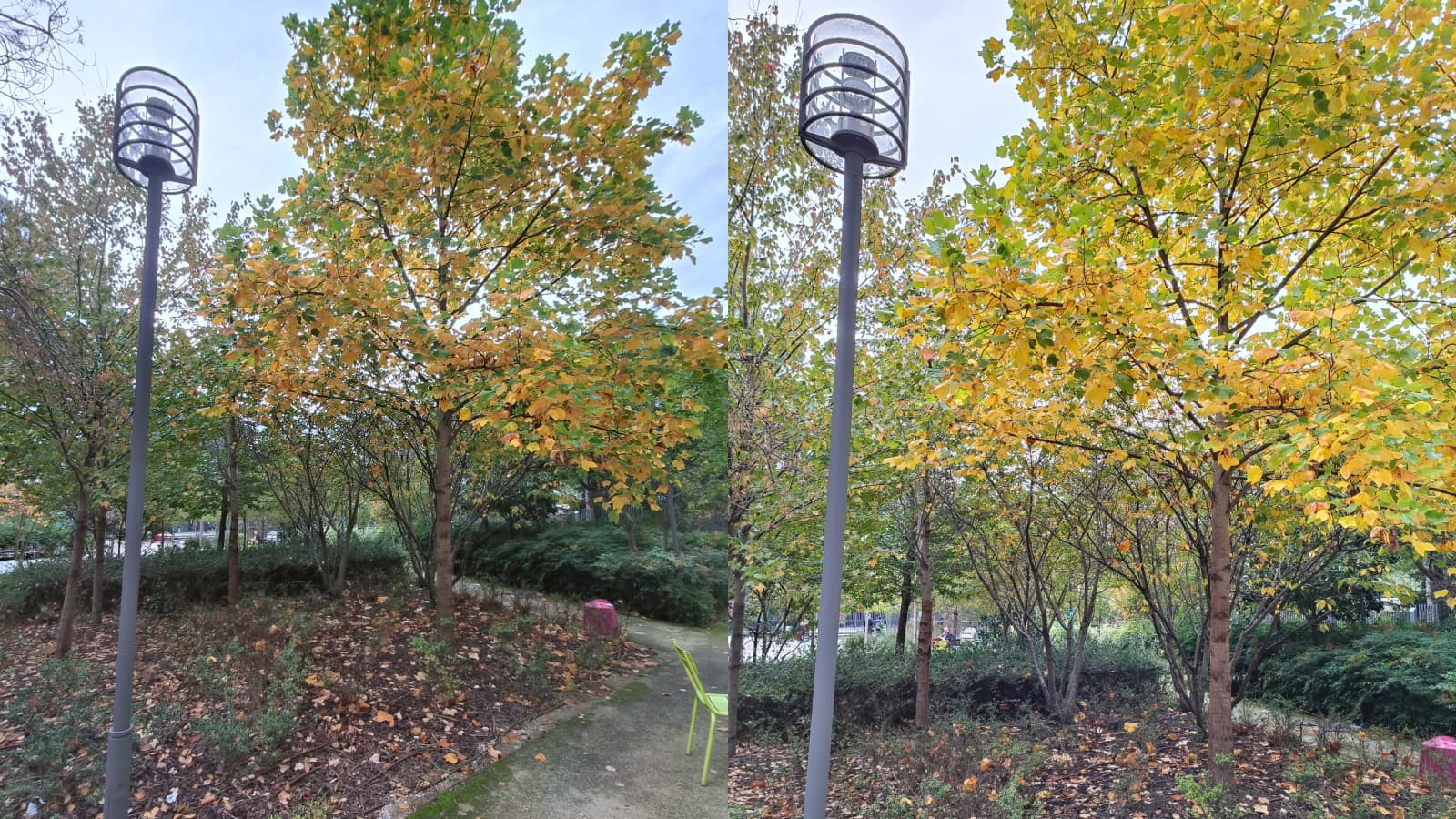 La différence entre l'ultra grand-angle (à gauche) et le capteur principal de 50 Mpx (à droite) est criante dès que la luminosité baisse La différence entre l'ultra grand-angle (à gauche) et le capteur principal de 50 Mpx (à droite) est criante dès que la luminosité baisse