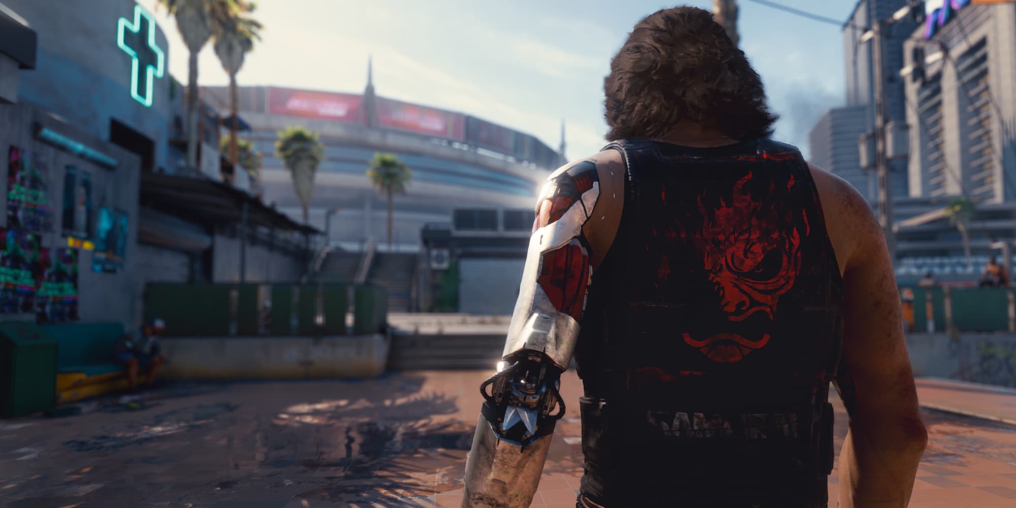 Keanu Reeves -ici de dos- incarne un personnage de Cyberpunk 2077