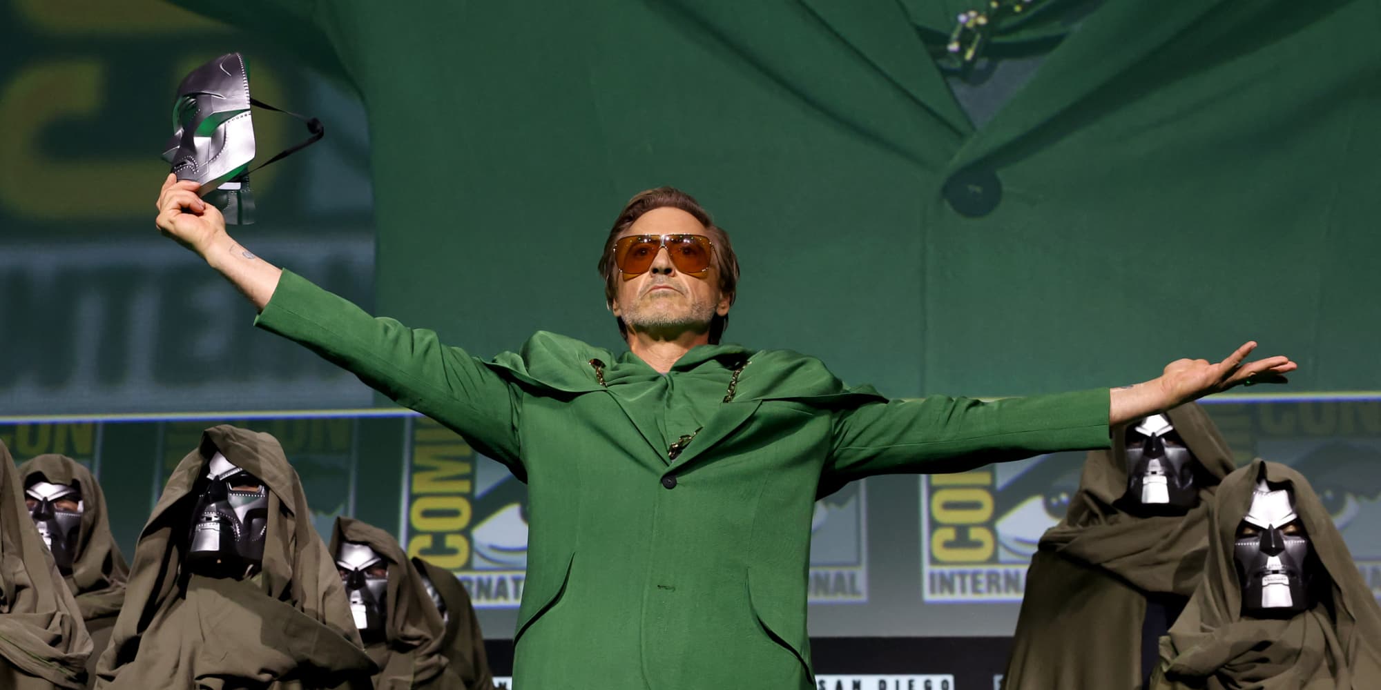 Robert Downey Jr. s'exprime sur scène pour Marvel Studios dans le Hall H durant l'événement Comic Con San Diego qui s'est déroulé du 25 au 28 juillet 2024.