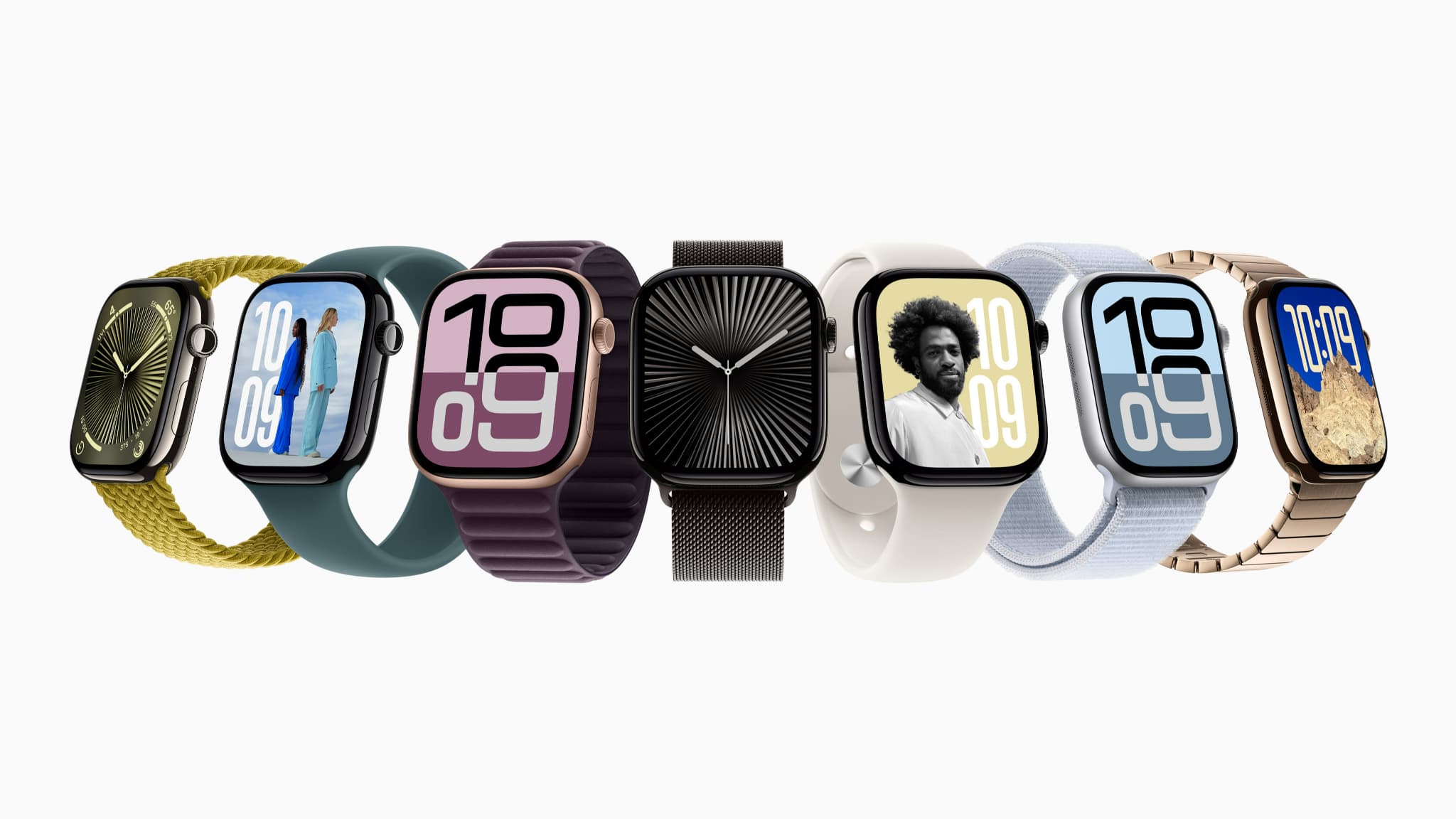La nouvelle Apple Watch Series 10, proposée dans divers coloris et finitions. La nouvelle Apple Watch Series 10, proposée dans divers coloris et finitions.