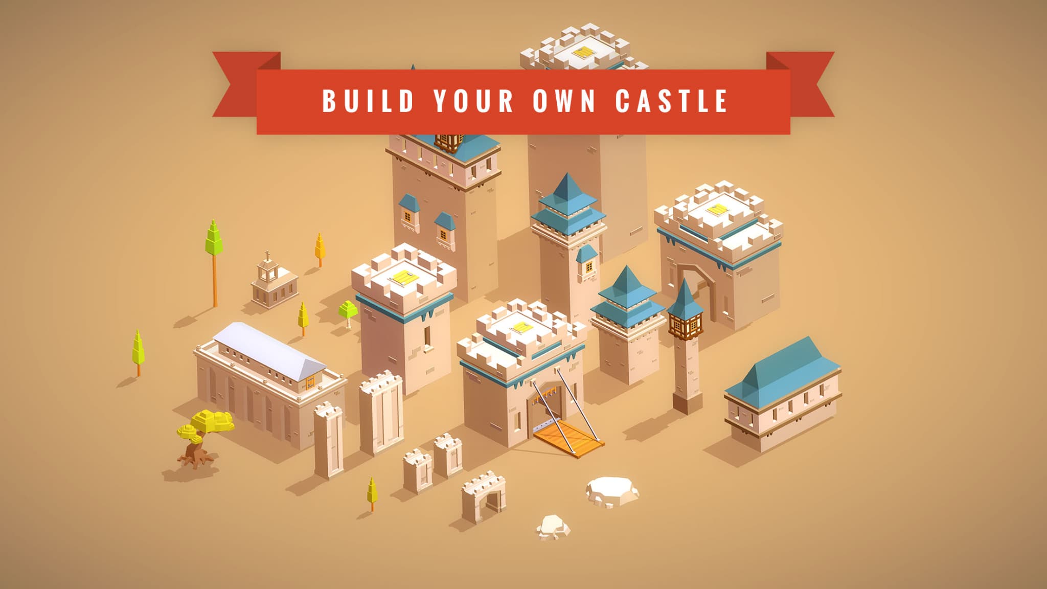 Une portion des éléments médiévaux que vous pouvez construire dans le jeu mobile Pocket Build. Une portion des éléments médiévaux que vous pouvez construire dans le jeu mobile Pocket Build.