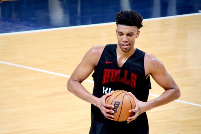 Tony Bradley à l'entraînement des Chicago Bulls, au Palais des Sports Marcel-Cerdan de Levallois, ce mercredi 18 janvier 2023.