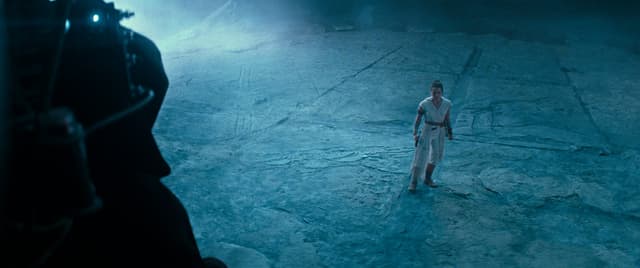 Rey face à Palpatine dans Star Wars IX : L'Ascension de Skywalker.