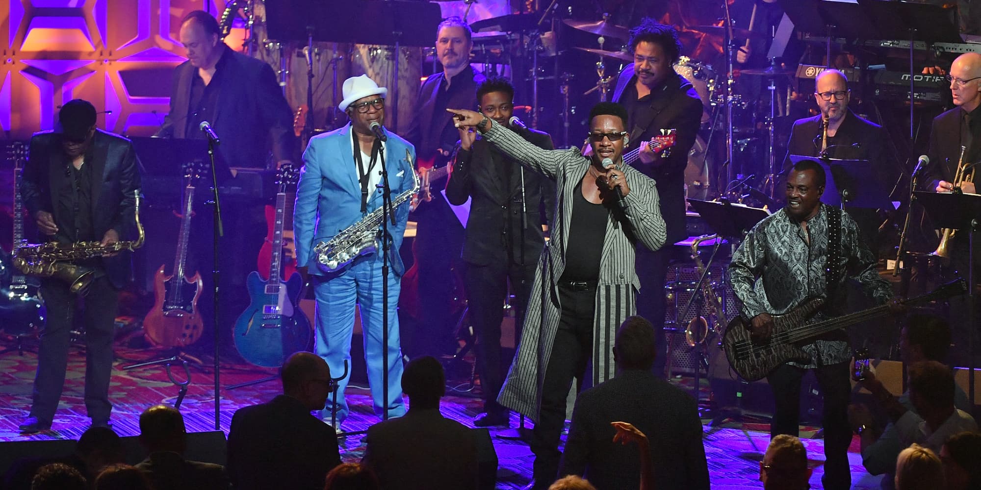 Dennis Thomas, James "J. T." Taylor et Robert "Kool" Bell, de Kool & The Gang, à la 49ème cérémonie du Songwriters Hall of Fame à New York, le 14 juin 2018.