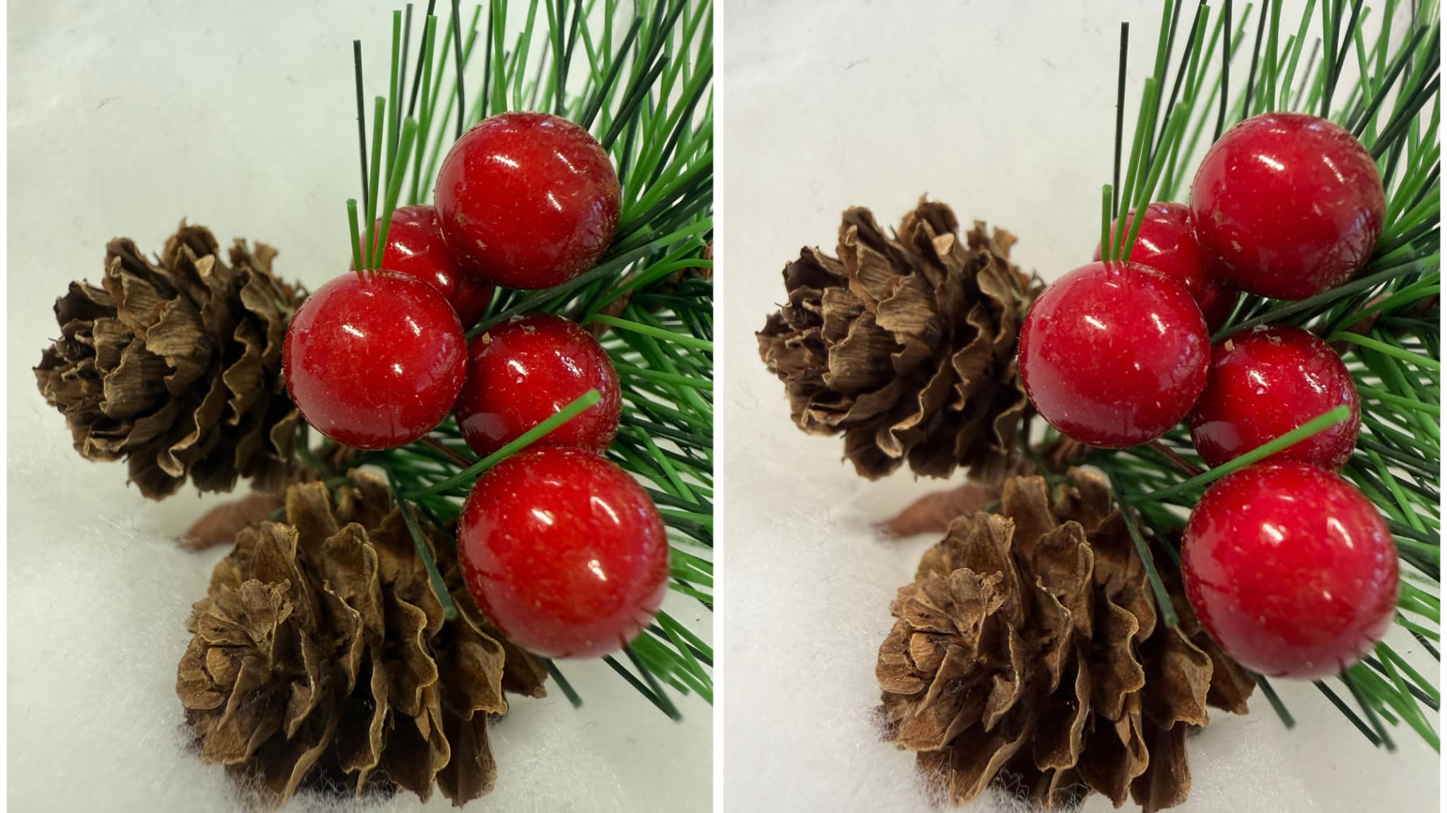 Si les deux modèles offrent une photo macro nette, particulièrement détaillée, l’iPhone 17 Pro (à droite) se distingue avec un résultat plus lumineux et des couleurs plus naturelles.