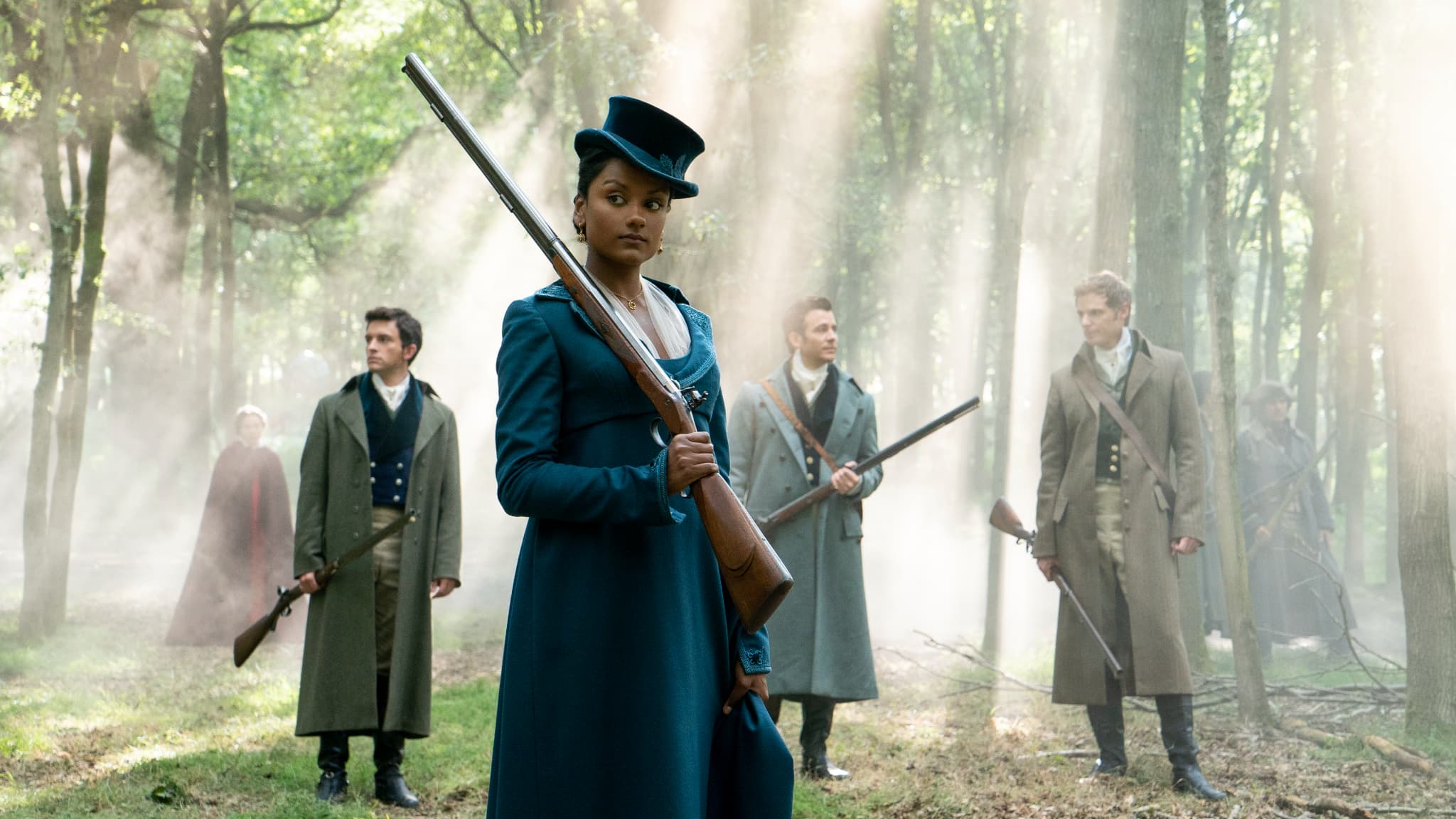 C'est encore Kate que l'on retrouve à la chasse avec les frères Bridgerton C'est encore Kate que l'on retrouve à la chasse avec les frères Bridgerton