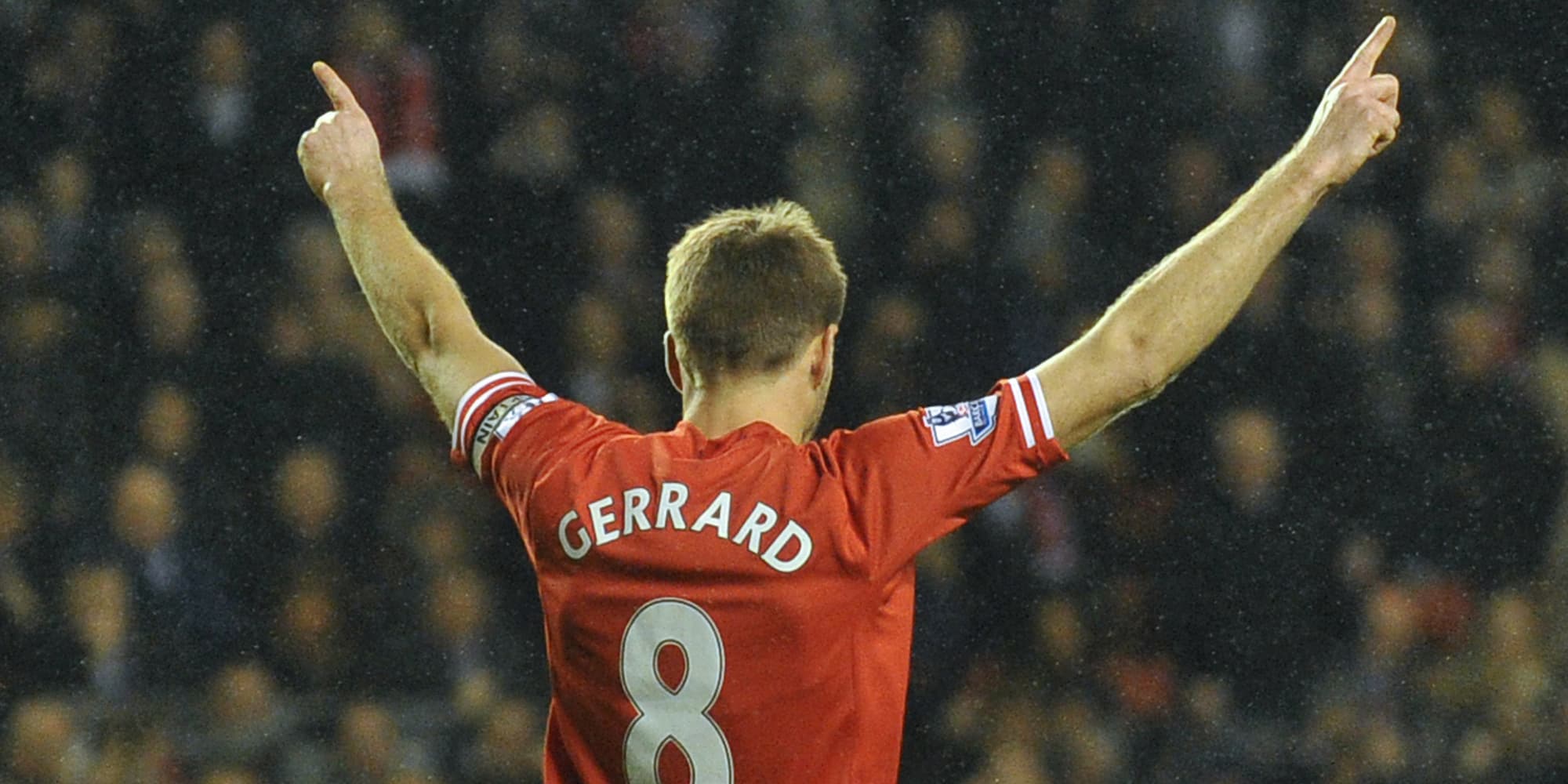 Steven Gerrard sous le maillot de Liverpool lors du match de Premier League contre Aston Villa, le 18 janvier 2014 à Anfield
