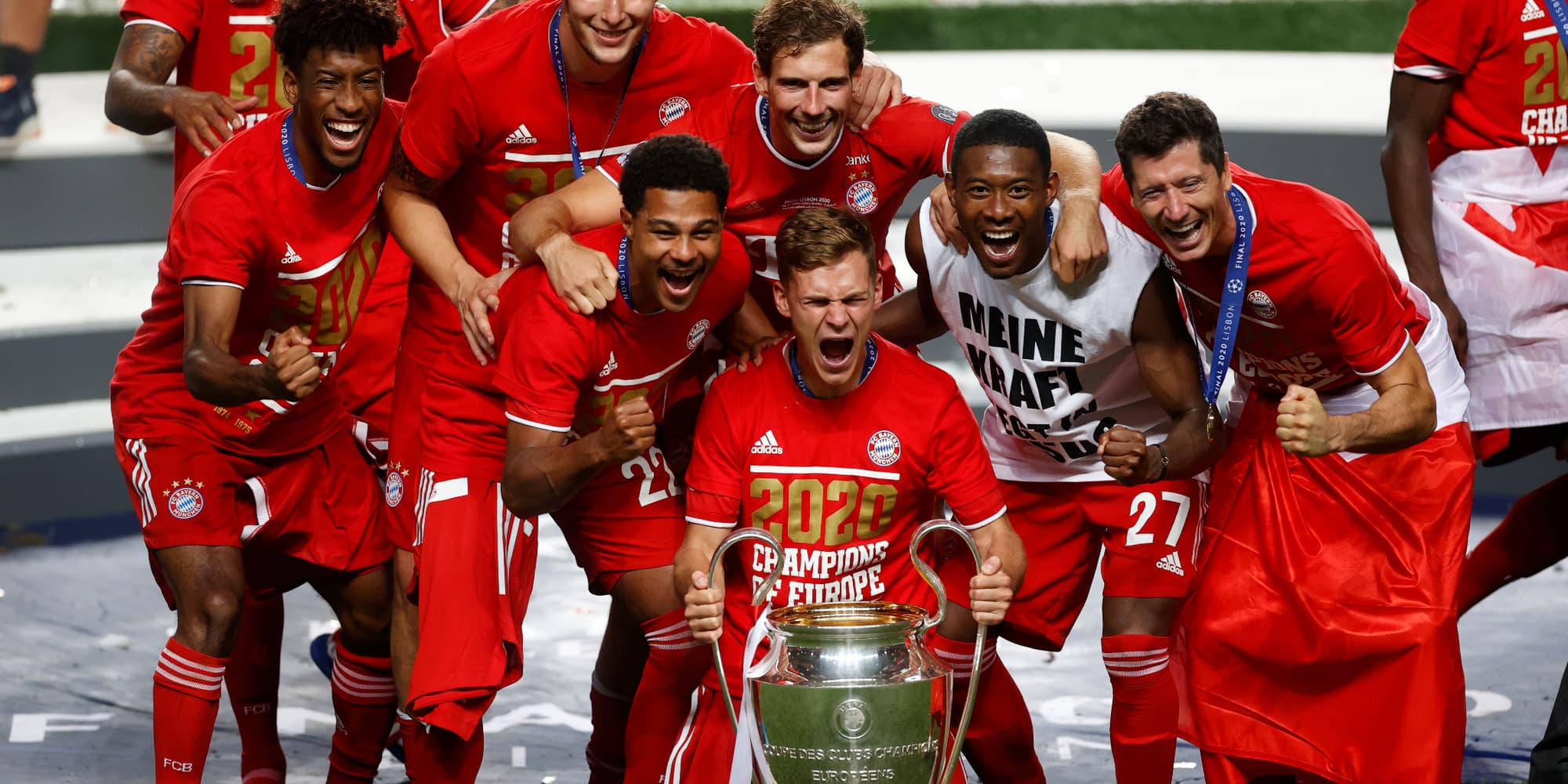 Le Bayern Munich, vainqueur de la Ligue des Champions contre le PSG, le 23 août 2020 à Lisbonne