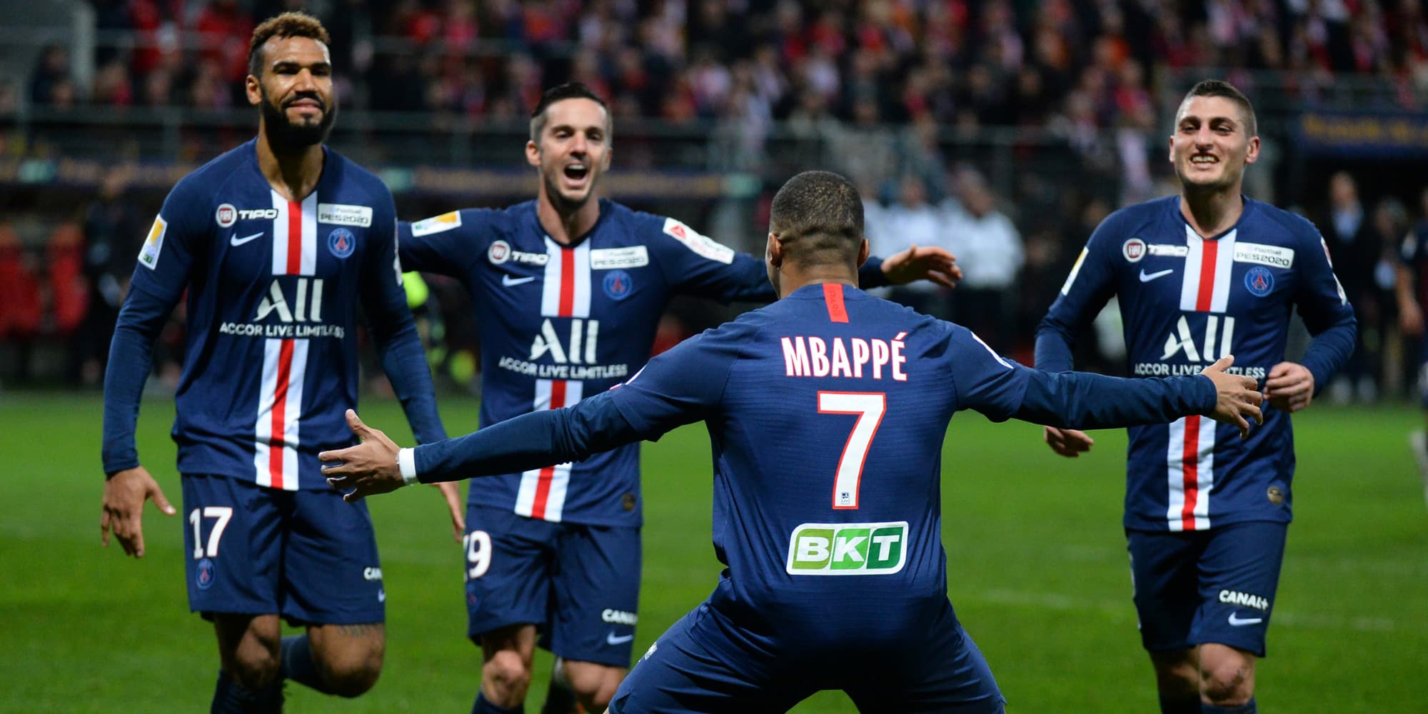 Les joueurs du Paris Saint-Germain lors du match de Coupe de la Ligue contre Le Mans, le 18 décembre 2019 au MMAreba Stadium du Mans
