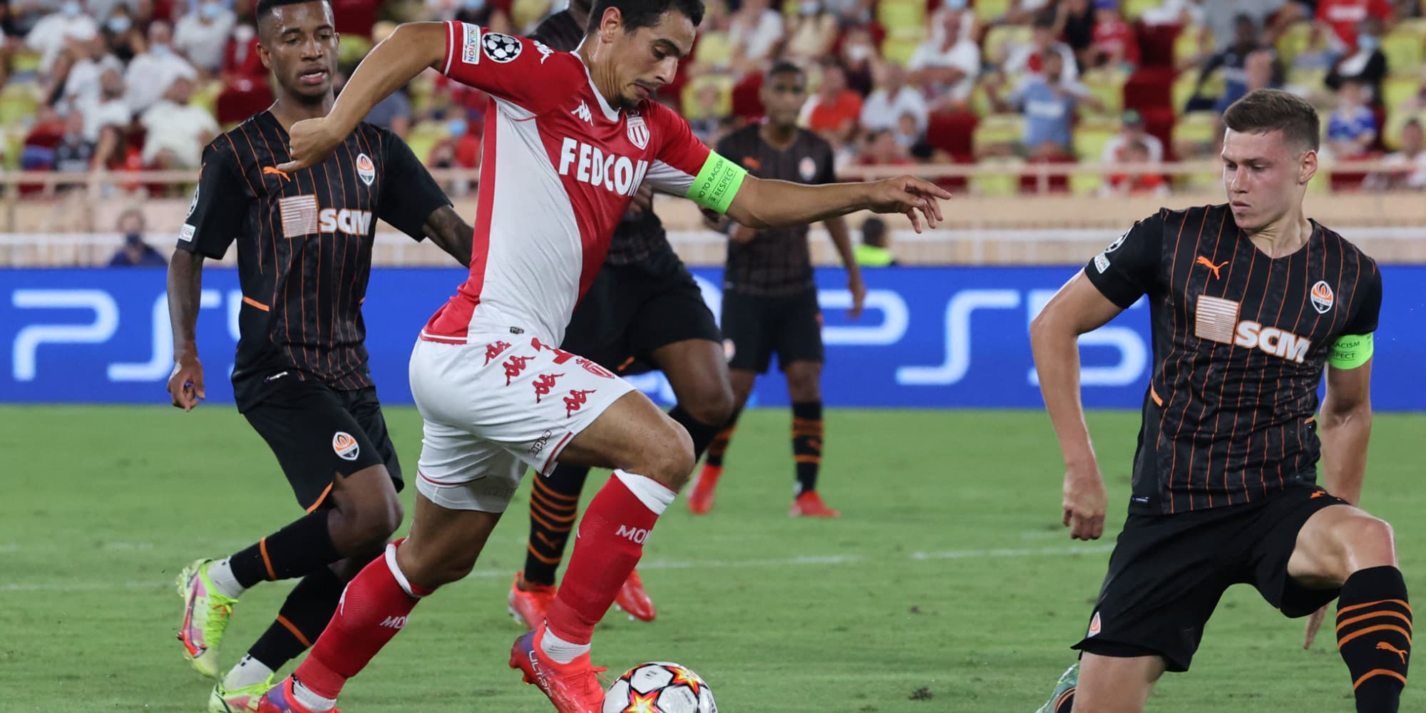 AS Monaco-Chakhtar Donetsk en barrage aller de la Ligue des Champions, le 17 août 2021 au stade Louis II, Monaco