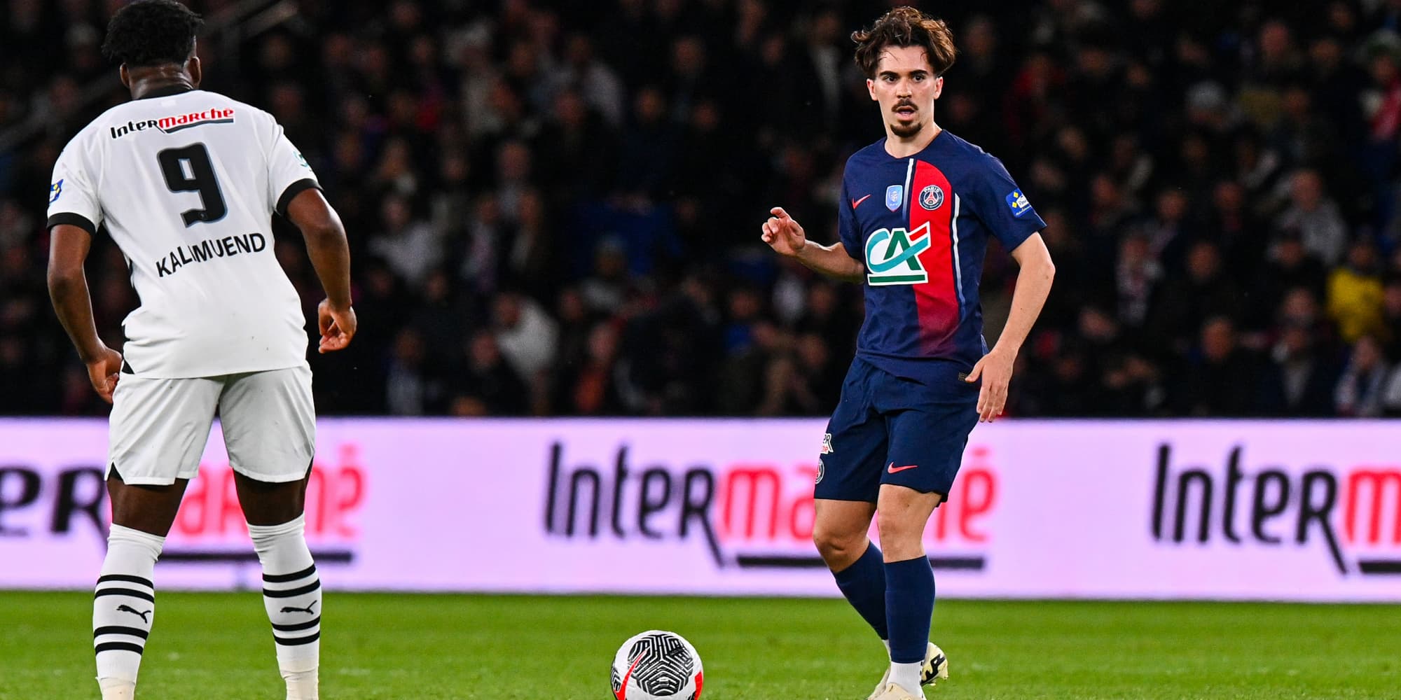 Vitinha lors de la demi-finale de Coupe de France opposant le PSG au Stade Rennais, le 3 avril 2024 au Parc des Princes (Paris).