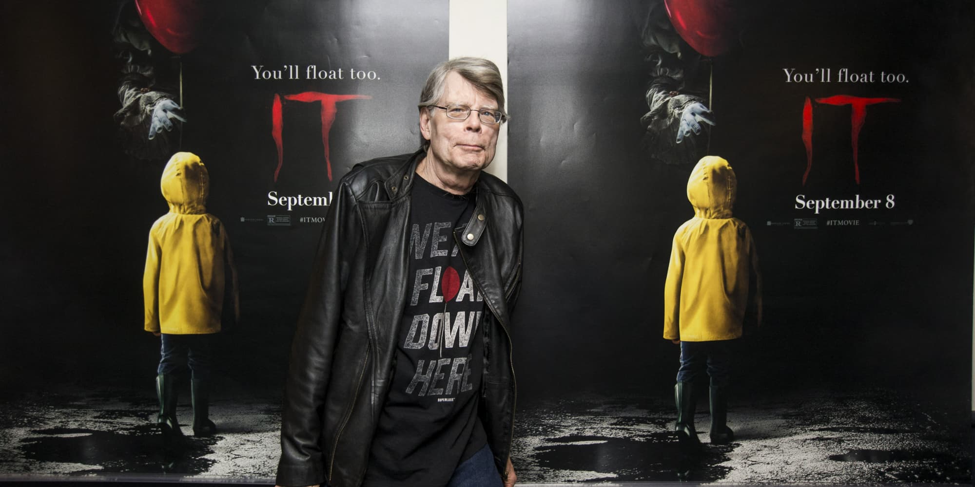 Stephen King lors d'une projection de "Ça", à Bangor dans le Maine, le 6 septembre 2017.