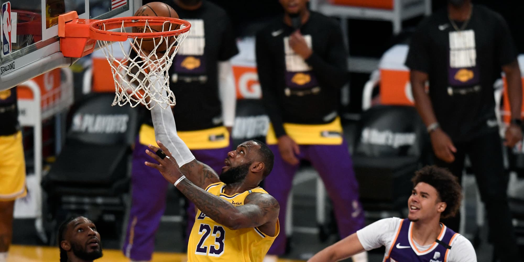LeBron James au premier tour des derniers Playoffs face aux Phoenix Suns, à Los Angeles, le 3 juin 2021.