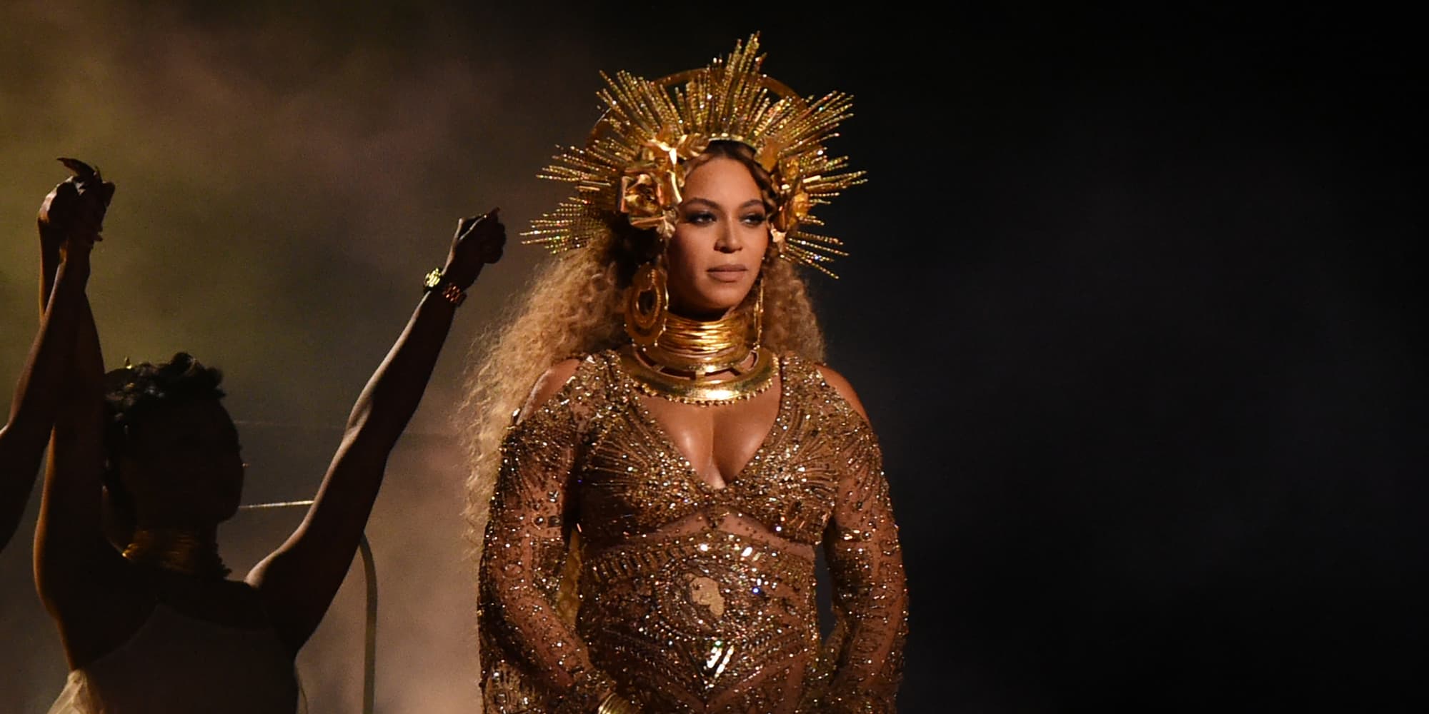 Beyoncé lors de sa mythique prestation aux 59èmes Grammy Awards, à Los Angeles, le 12 février 2017.