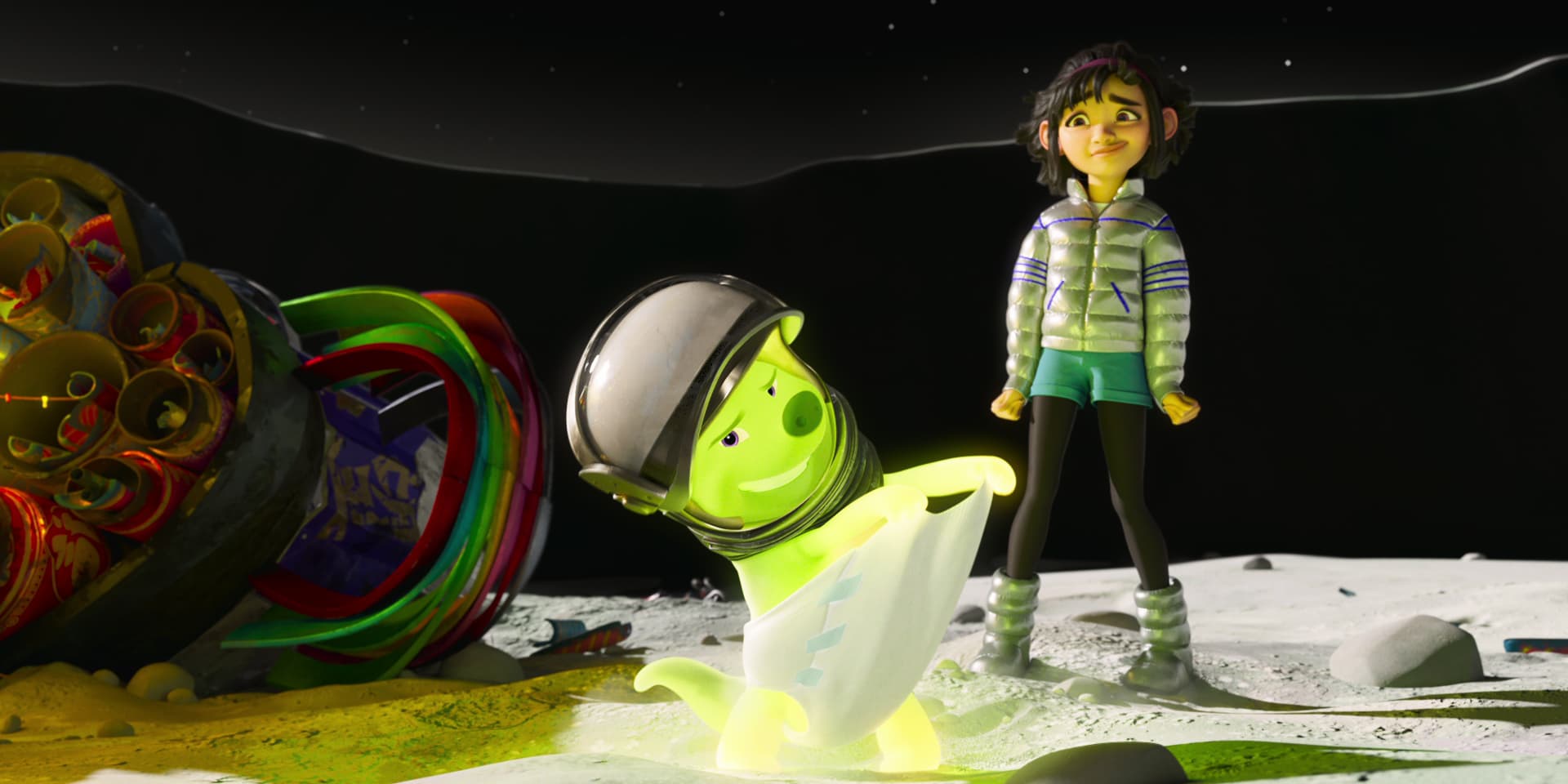 Dans son "voyage vers la Lune", Fei Fei rencontre Gobi, parmi nombreuses autres loufoques créatures fantastiques...