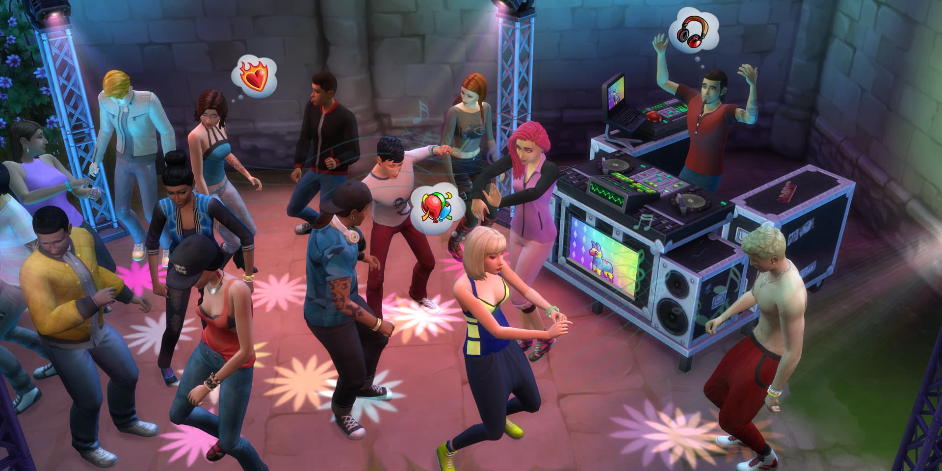 Les Sims font la fête, dans le jeu Les Sims 4.