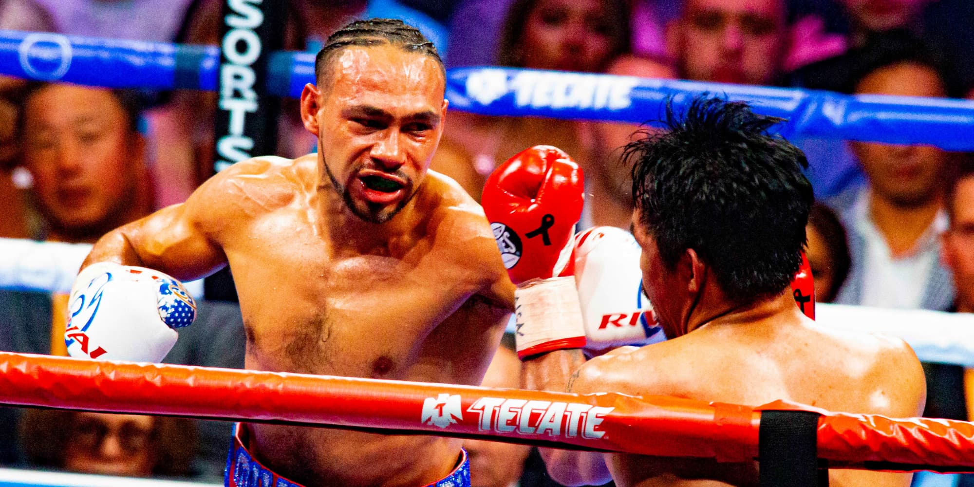 Keith Thurman lors de son combat contre Manny Pacquiao, le 20 juillet 2019 à Las Vegas