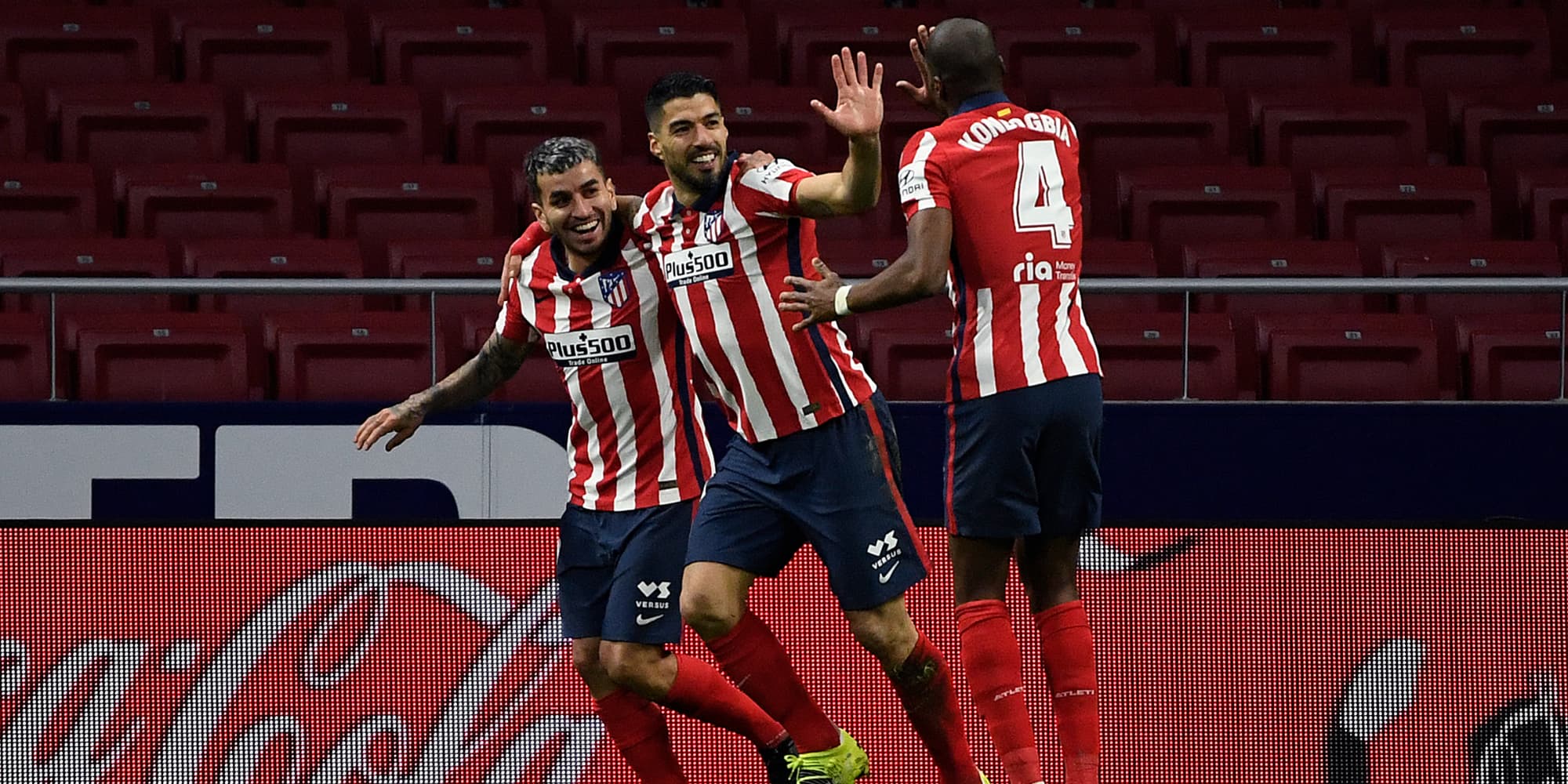 Les joueurs de l'Atlético de Madrid lors du match de Liga contre le Celta Vigo, le 8 février 2021 au Wanda Metropolitano stadium, Madrid