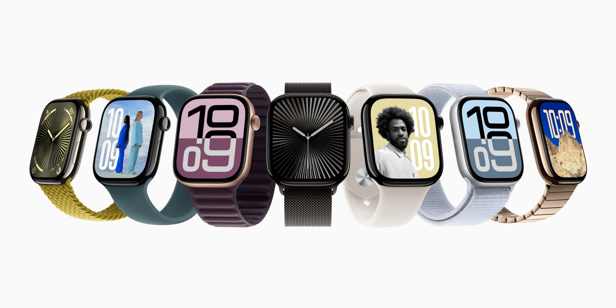 La nouvelle Apple Watch Series 10 avec ses différents bracelets.