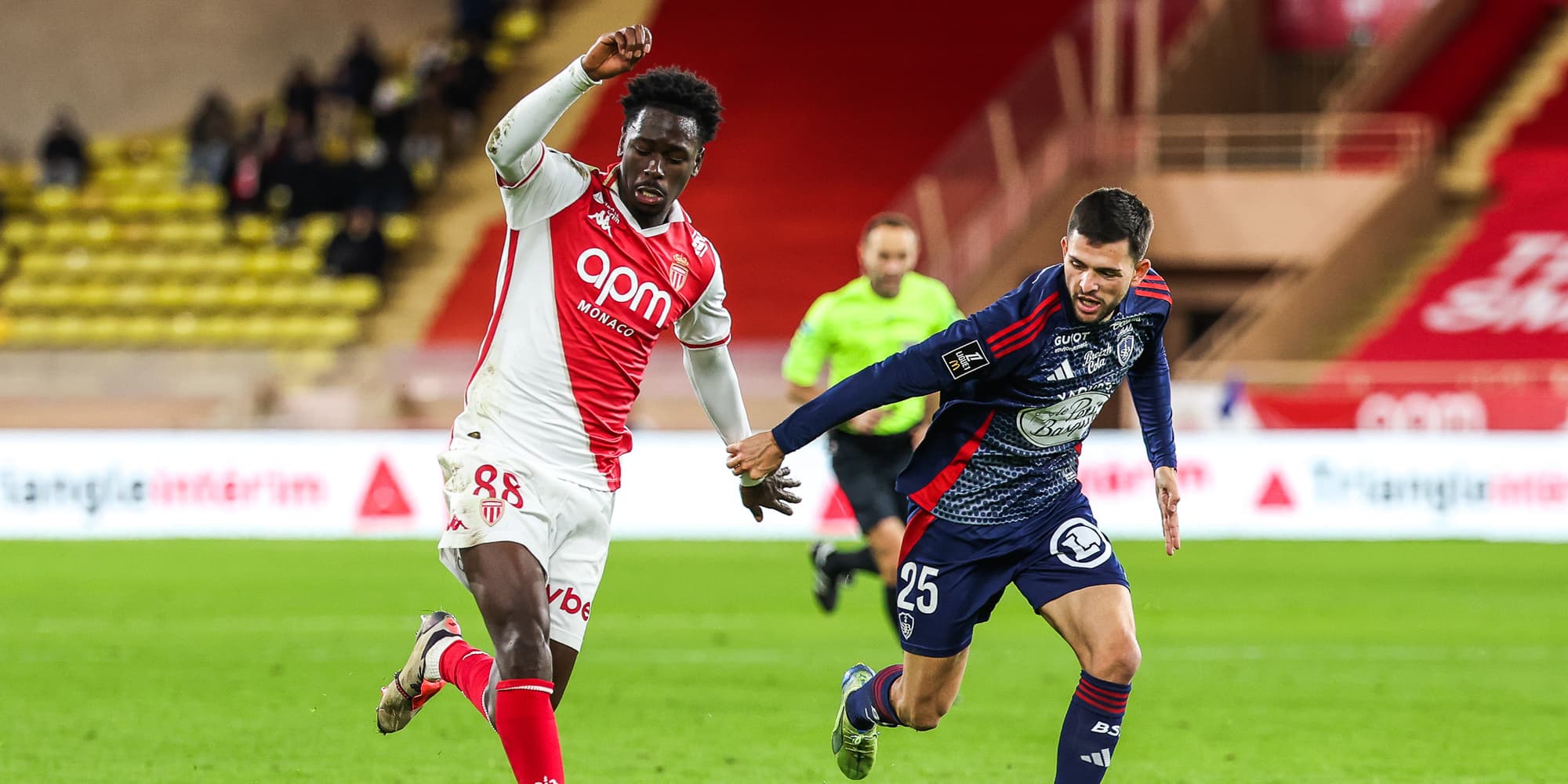 Soungoutou Magassa lors du match de Ligue 1 entre Monaco et Brest, le 22 novembre au Stade Louis II (Monaco).
