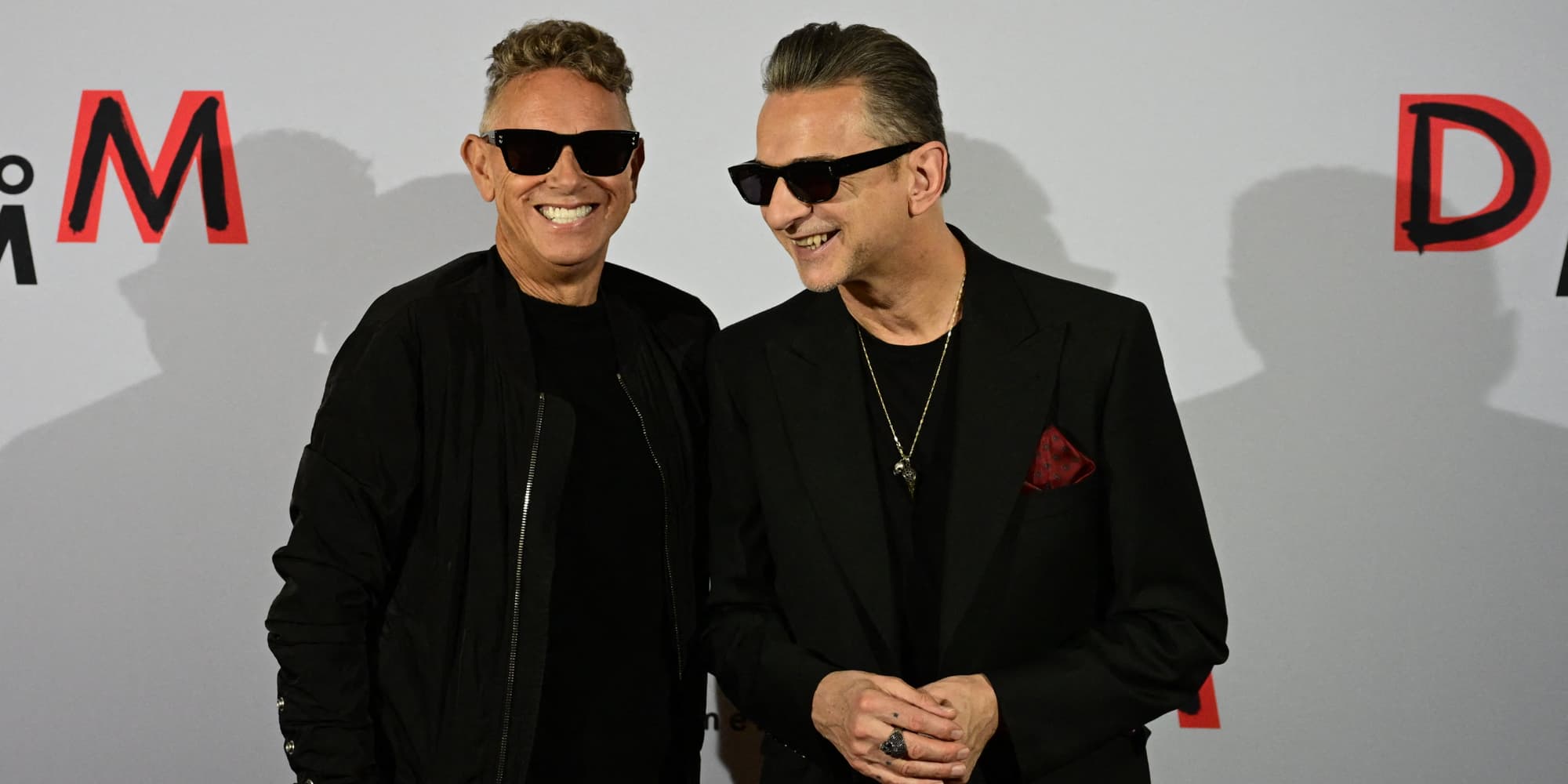 Martin Gore et Dave Gahan de Depeche Mode, lors d'une conférence de presse annonçant l'album "Memento Mori", à Berlin, le 4 octobre 2022.