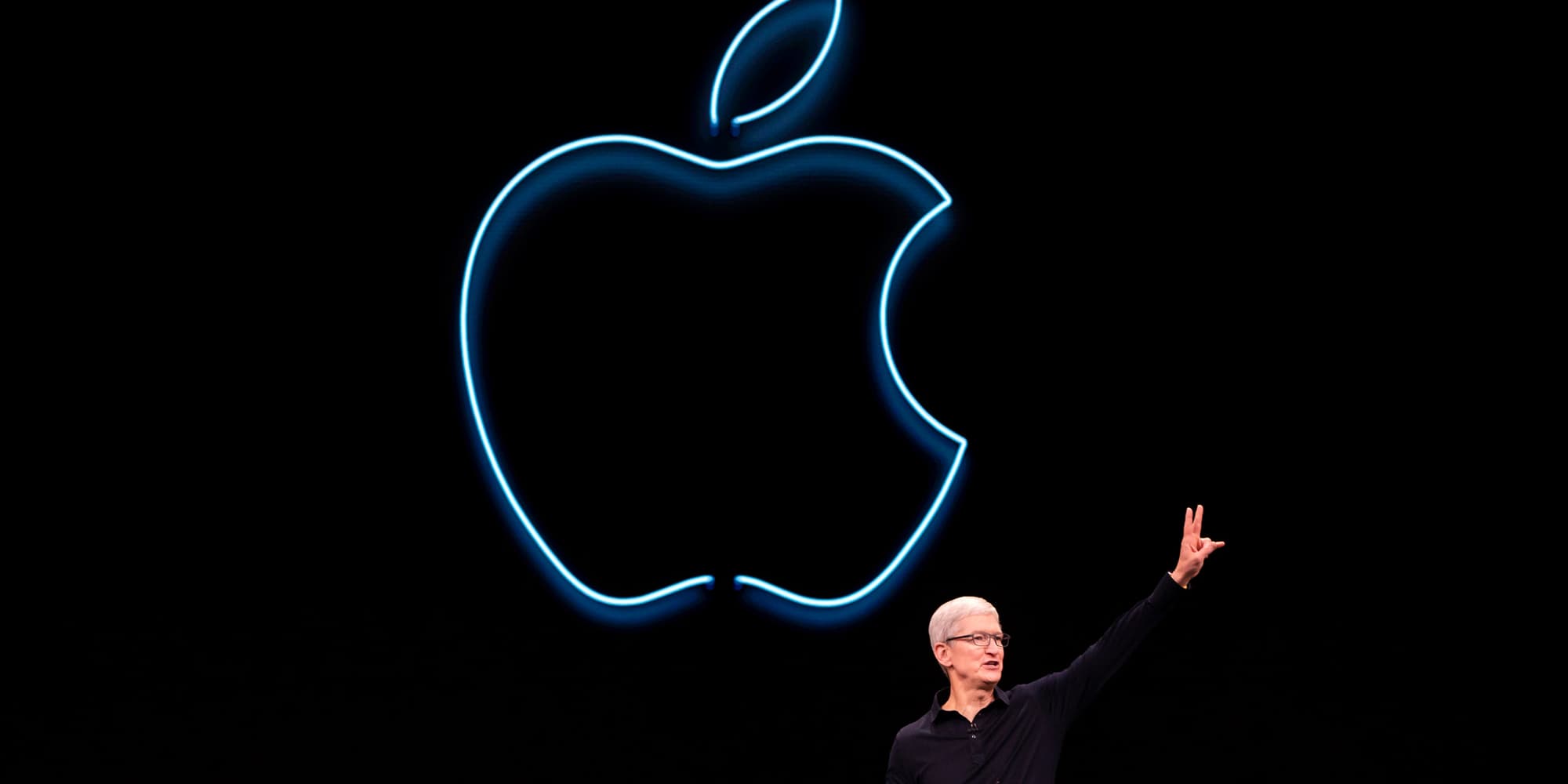 Tim Cook lors d'une Keynote Apple à San José, le 3 juin 2019.