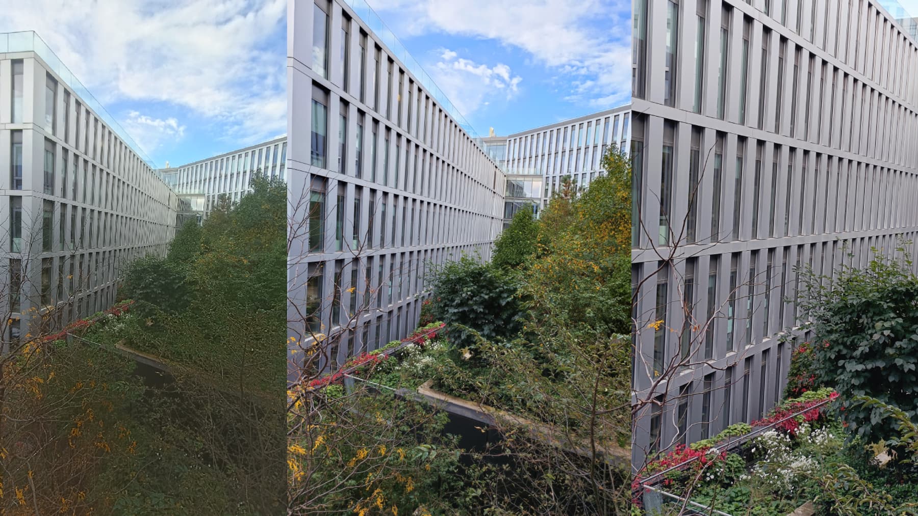 De gauche à droite, la même photo en x0,6, x1 et x2 avec l'OPPO Reno8 De gauche à droite, la même photo en x0,6, x1 et x2 avec l'OPPO Reno8
