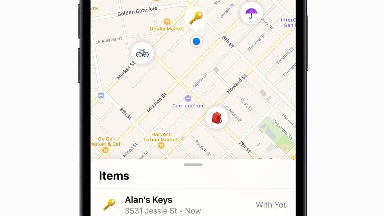 L'onglet Objets de l’app Localiser permet de suivre les objets munis d'un AirTag.