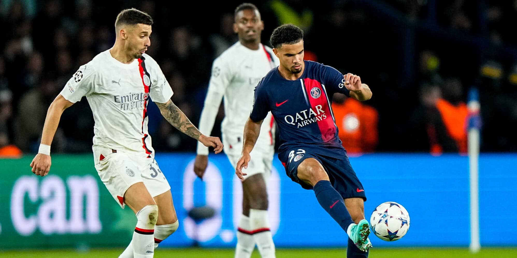 Le jeune Warren Zaïre-Emery lors du dernier match du PSG en Ligue des Champions face à l'AC Milan, le 25 octobre dernier au Parc des Princes (Paris).