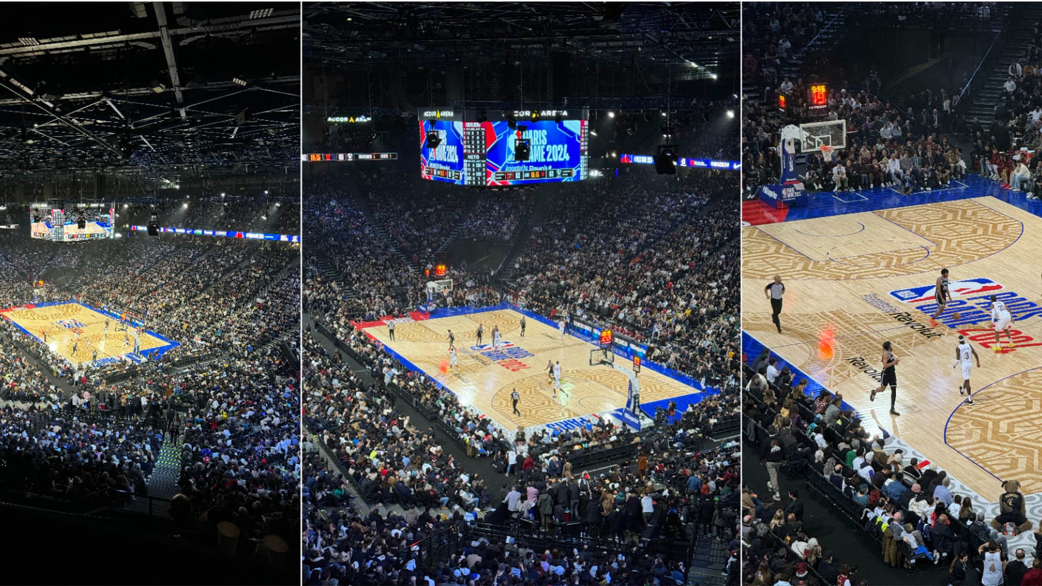 Pour vous donner une idée de la puissance du nouveau téléobjectif de l'iPhone 15 Pro Max, voici, du même point de vue, une photo prise en x1, en x2 et en x5 au NBA Paris Game 2024 (oui, on était tout en haut des gradins).