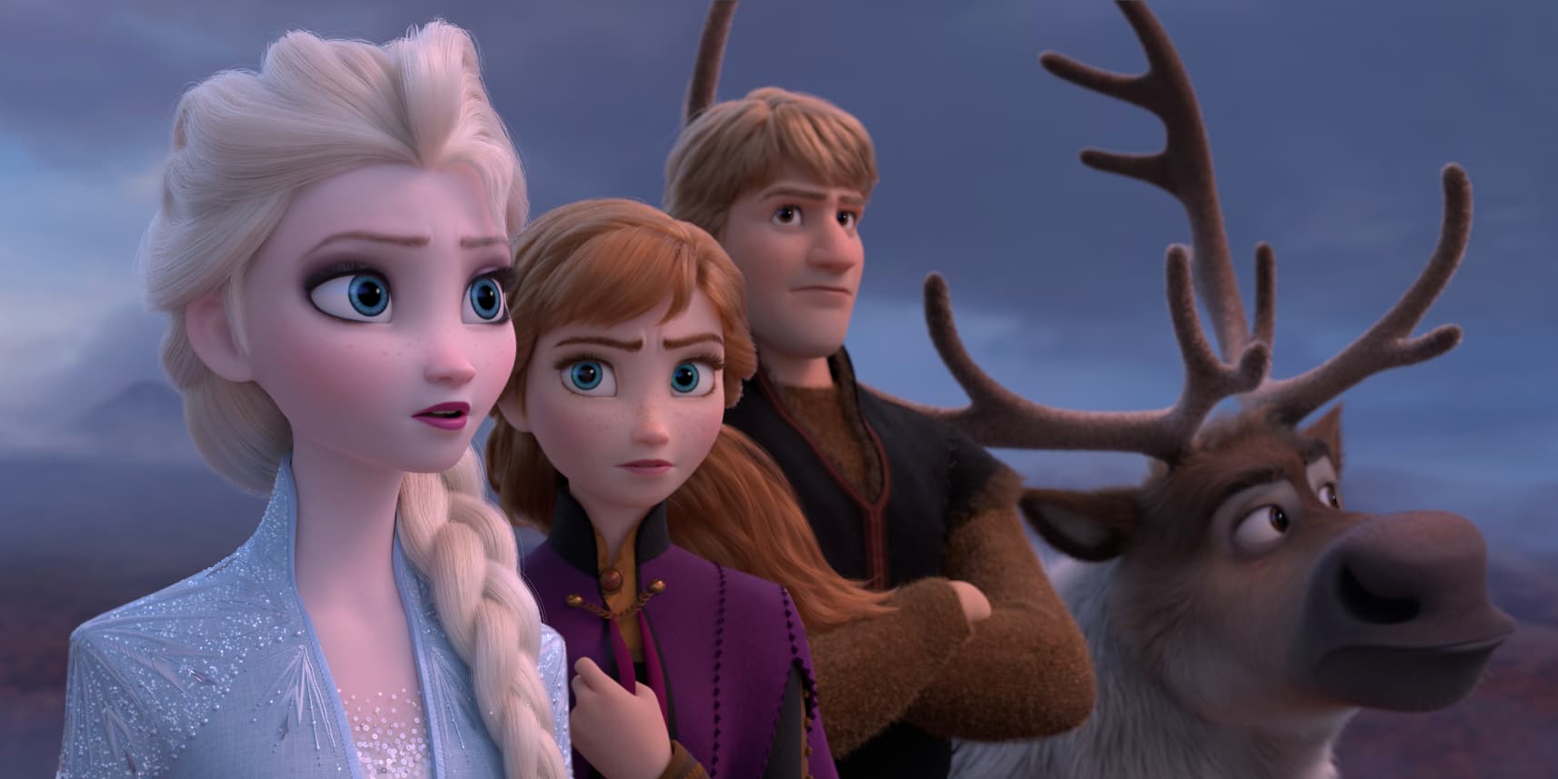 Elsa, Anna, Kristoff et Sven dans La Reine des Neiges 2.