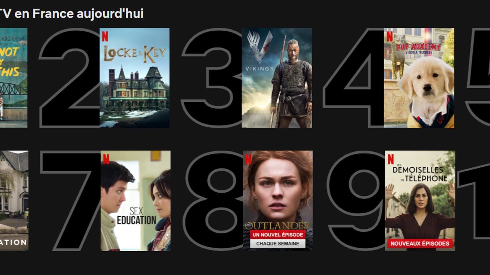 Capture d'écran du Top 10 quotidien des séries en France. Capture d'écran du Top 10 quotidien des séries en France.