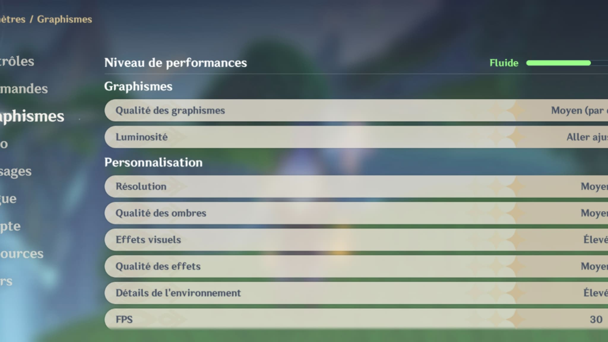 Les performances laissent peu de possibilités dans les réglages