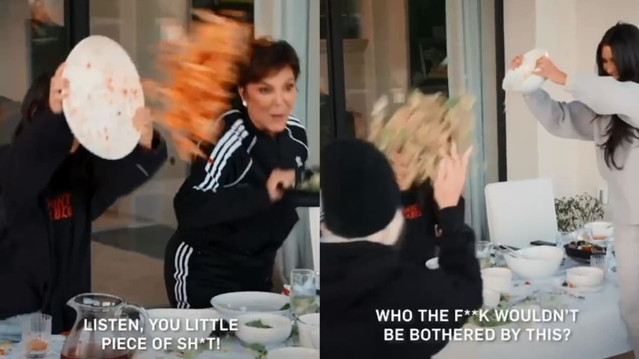 La famille Kardashian en pleine bataille de nourriture. La famille Kardashian en pleine bataille de nourriture.