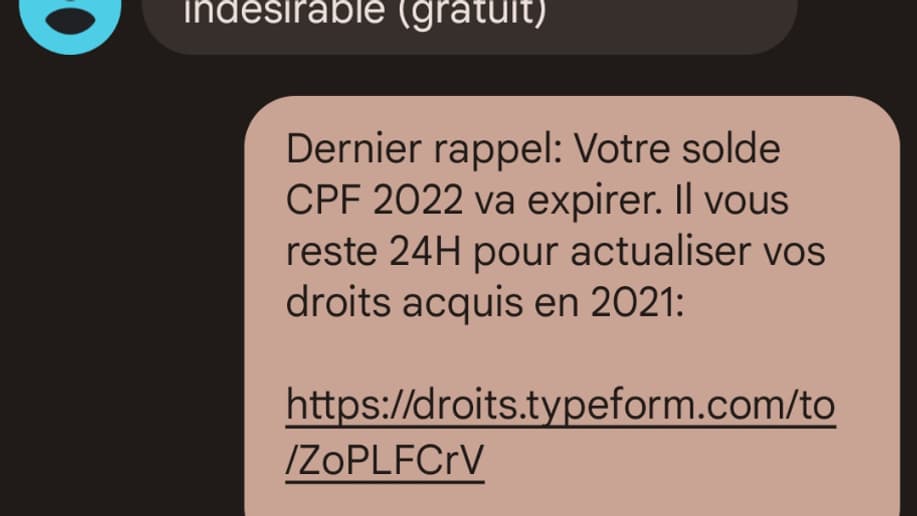 Voici le message que vous recevez après avoir transféré un SMS au 33700