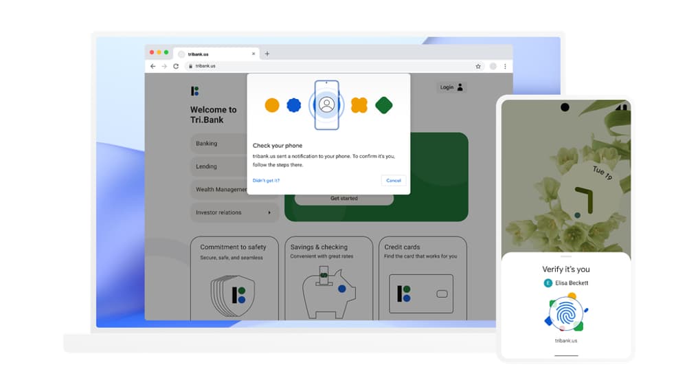 Un exemple proposé par Google de ce à quoi devrait ressembler une connexion sans mot de passe, via l'authentification sur smartphone. Un exemple proposé par Google de ce à quoi devrait ressembler une connexion sans mot de passe, via l'authentification sur smartphone.