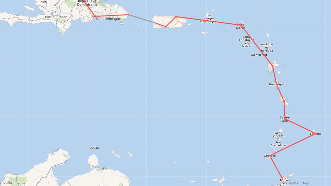 Pékin Express : la route des Caraïbes. Départ : République dominicaine, arrivée : Trinité et Tobago.