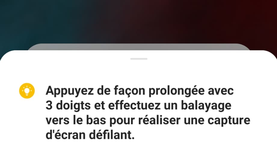 Il est également possible de prendre une capture d'écran défilant Il est également possible de prendre une capture d'écran défilant