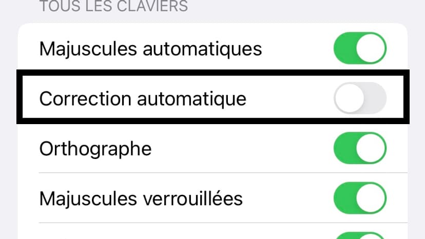 Désactivez la Correction automatique 

