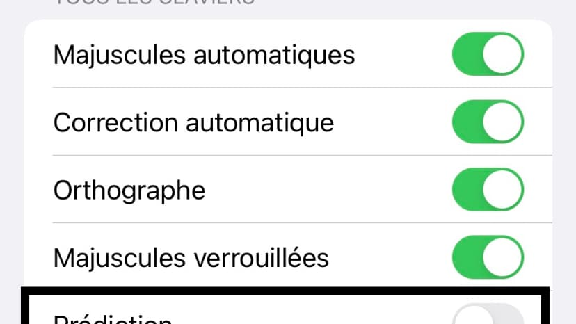 Activez ou désactivez la prédiction grâce au bouton vert